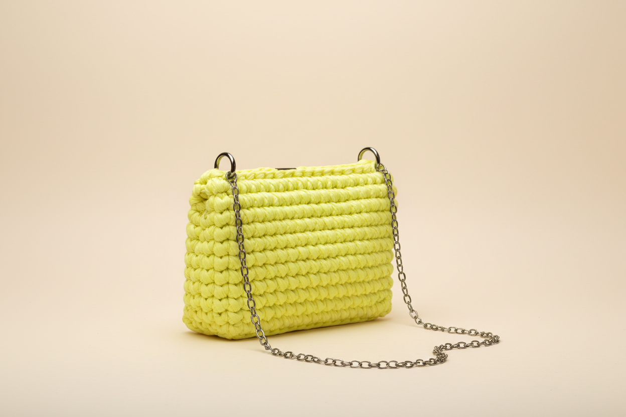 Bright Lemon Chain Woven Shoulder Bag