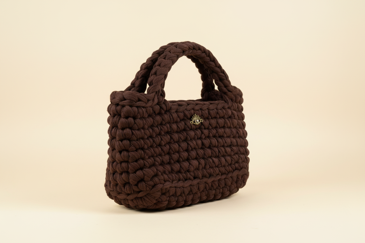 Chocolate Brown Woven Top-Handle Bag