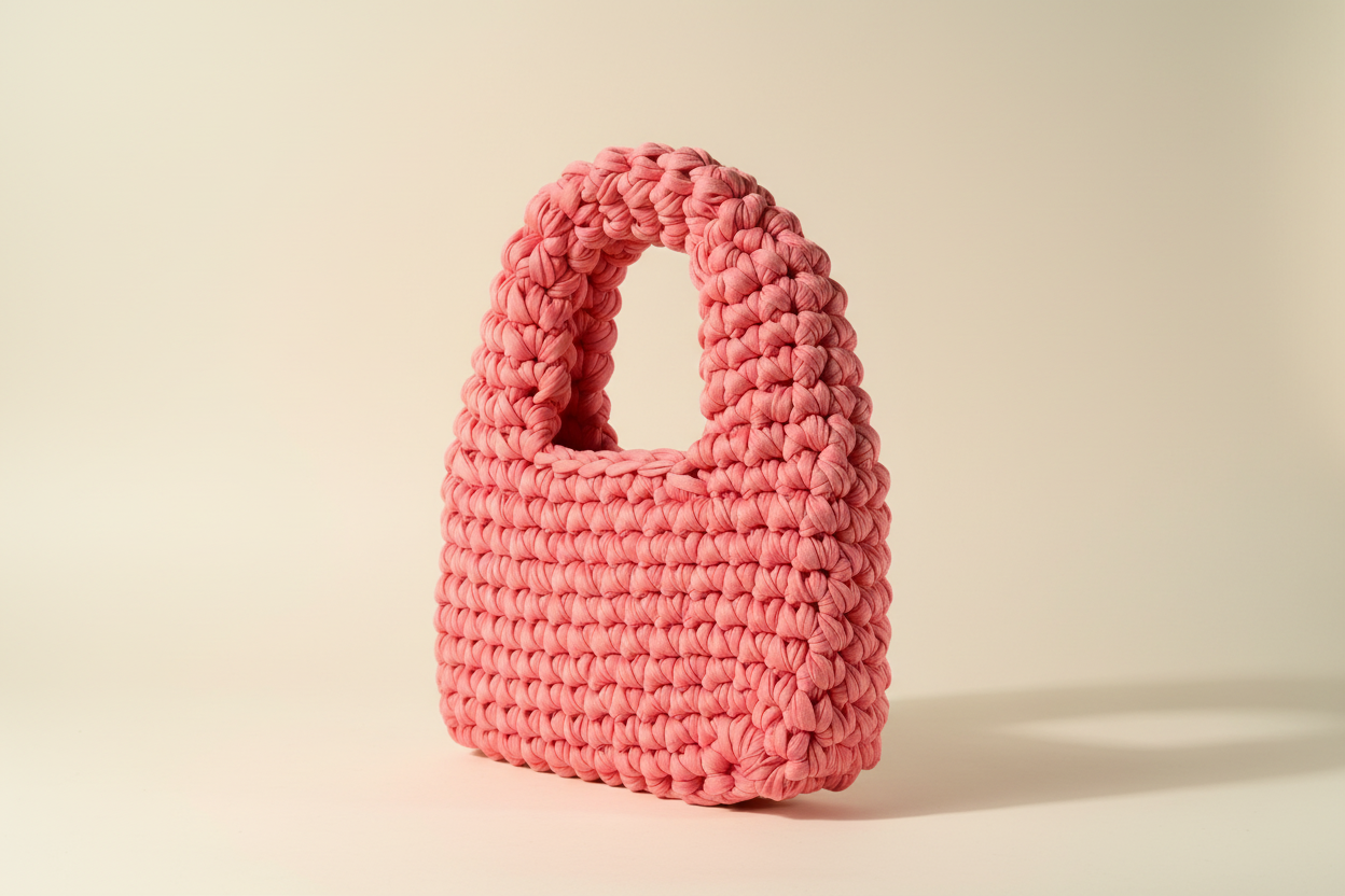Coral Bloom Woven Top-Handle Bag