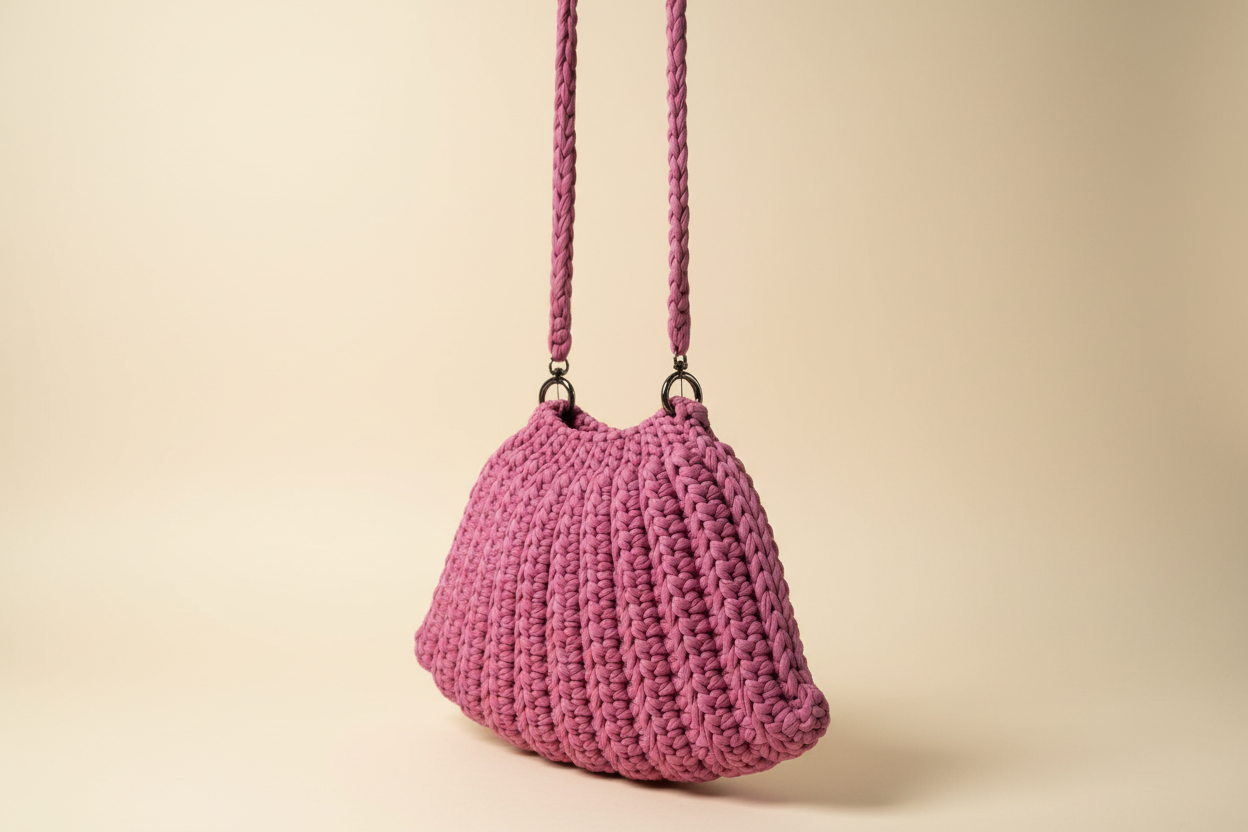 Rose Bloom Woven Shoulder Bag