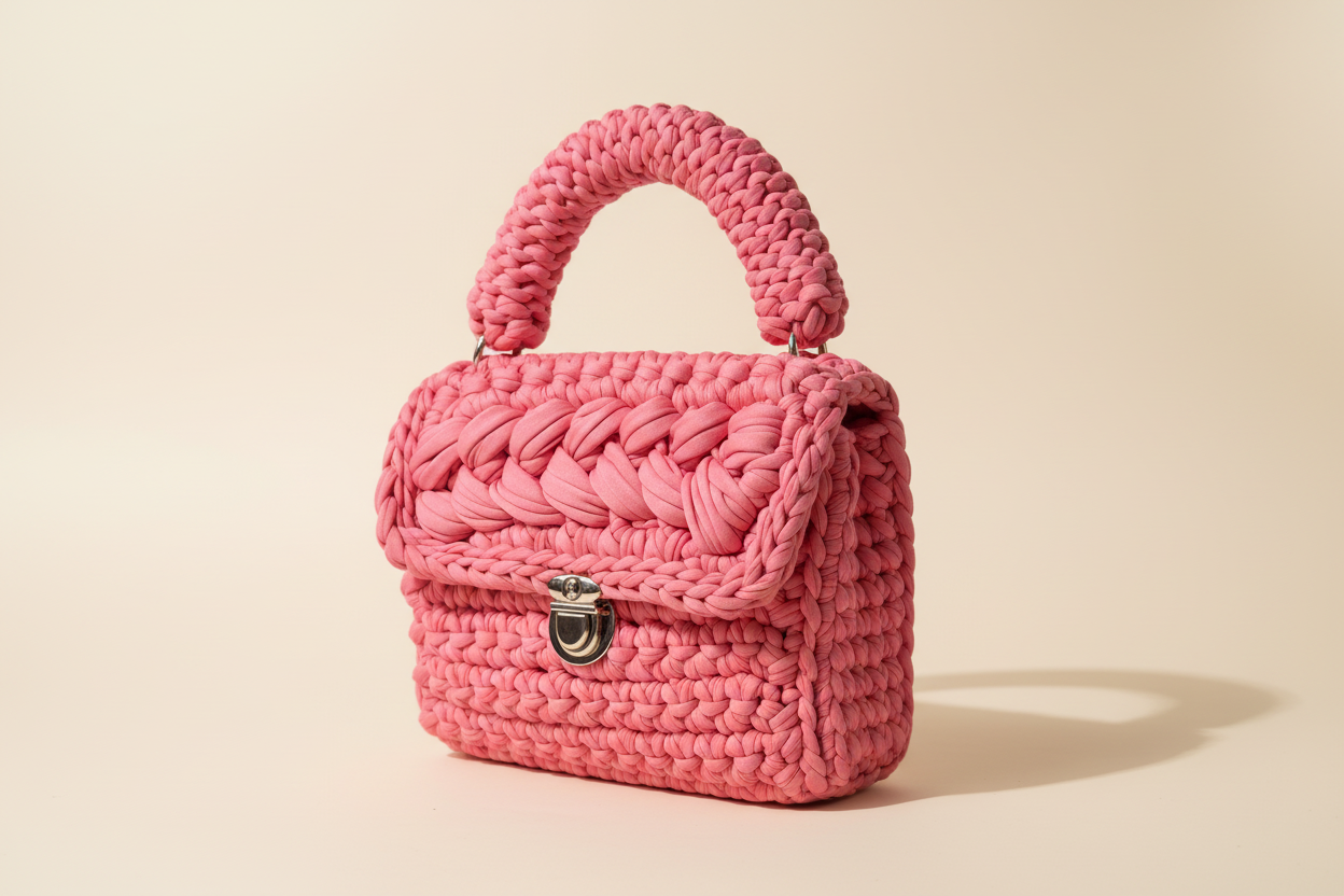 Rose Petal Woven Flap Handbag