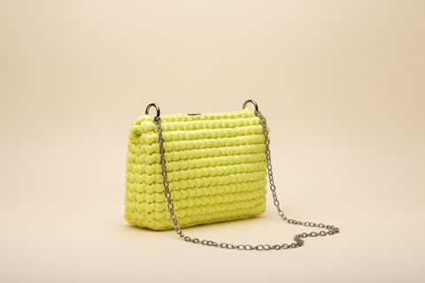 Bright Lemon Chain Woven Shoulder Bag