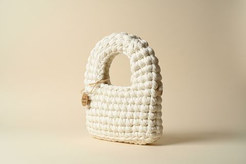 Ivory Handwoven Top-Handle Bag