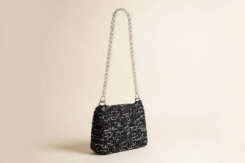 Black Chain Woven Shoulder Bag