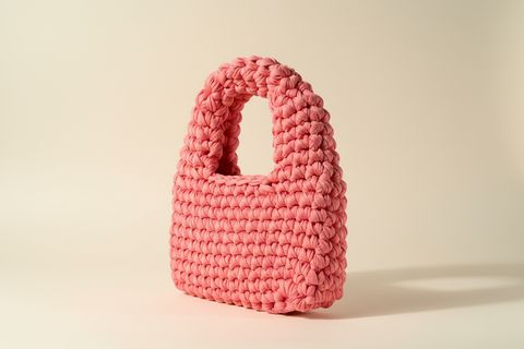 Coral Bloom Woven Top-Handle Bag