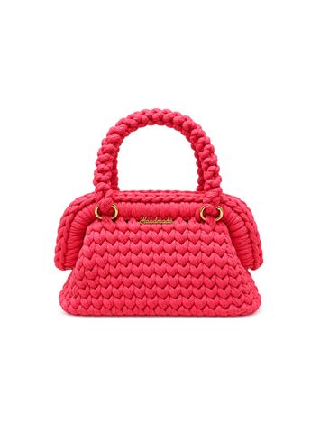 Bright Pink Handwoven Top-Handle Handbag